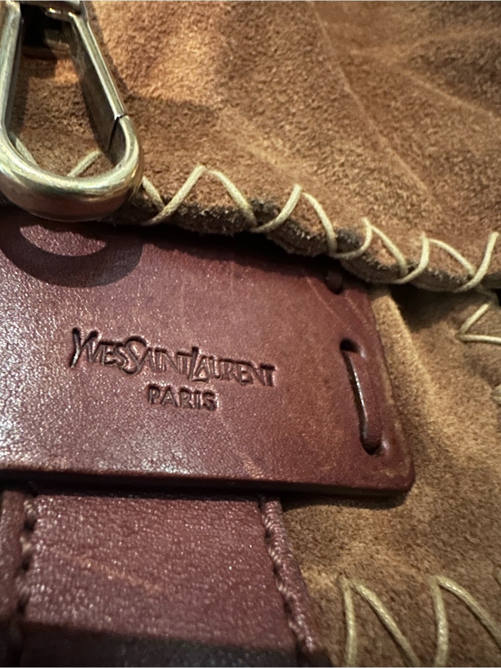 Yves Saint Laurent Brown Suede Shoulder Bag with Dark brown Leather Trim - Picture 3 of 9